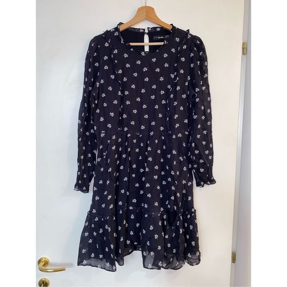 Hall Huber Blue White Floral Viscose Dress Size US 10 - Picture 2 of 10